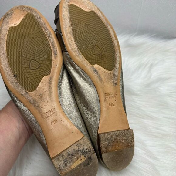 Attilio Giusti Leombruni (AGL) Metallic Peep Toe Leather Flats 41.5 - Picture 9 of 9